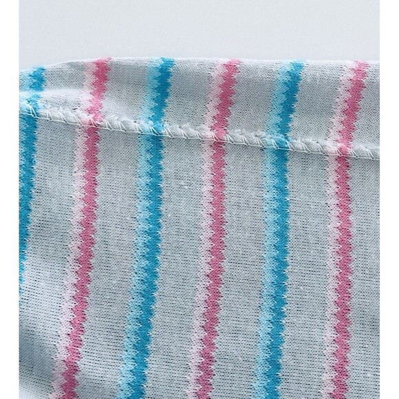 OOP Two-tone Pink Blue on Gray Colored Striped Jersey Knit 2yds 30" x 60" - Picture 4 of 4